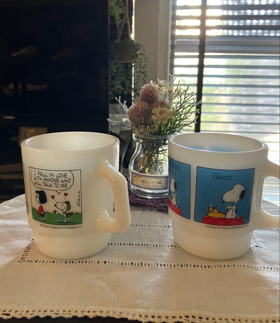 スヌーピー ミュージアム♡Fire king スタッキングマグカップ 2個セット