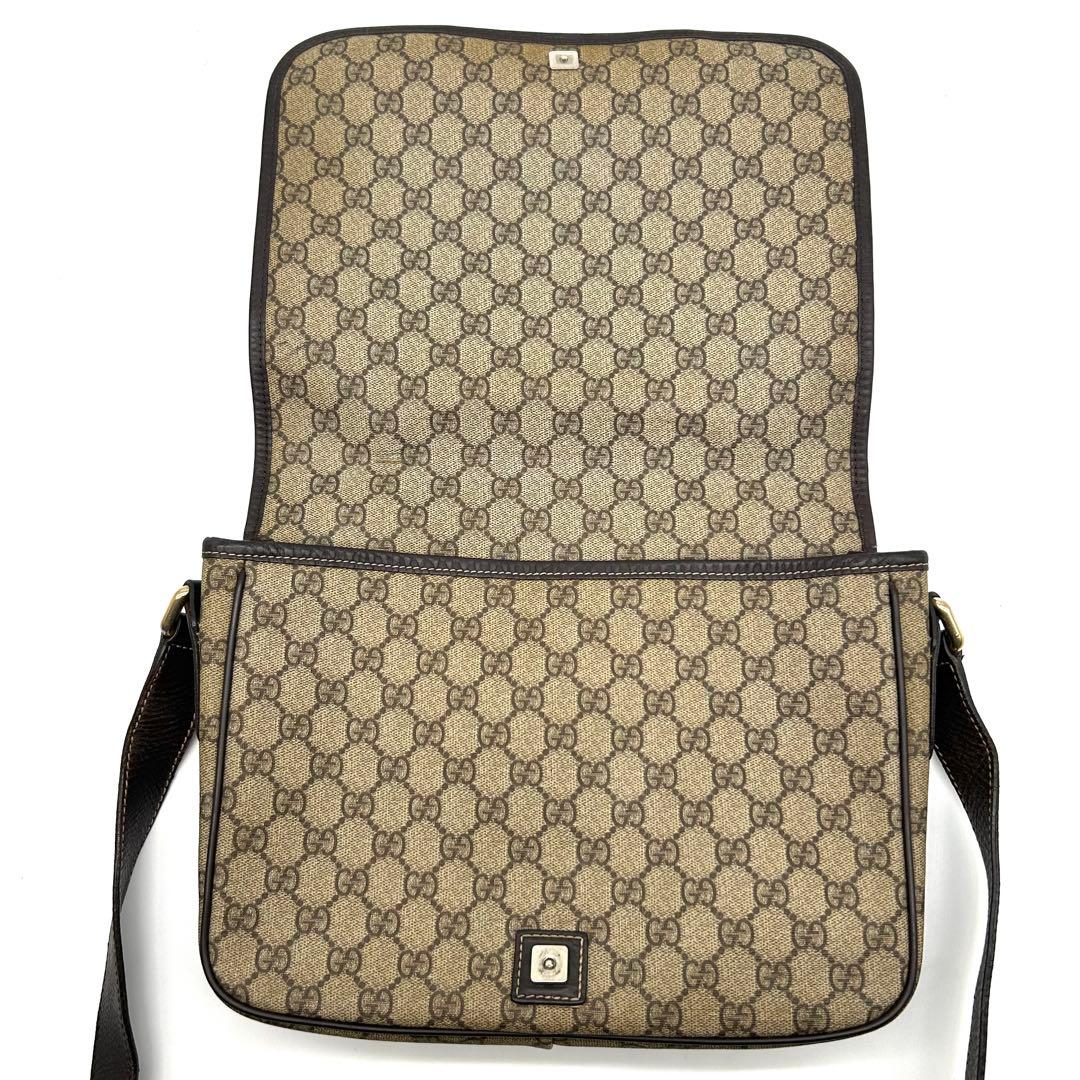 極美品 グッチ ショルダーバッグ シェリーライン GGスプリーム PVC レザー