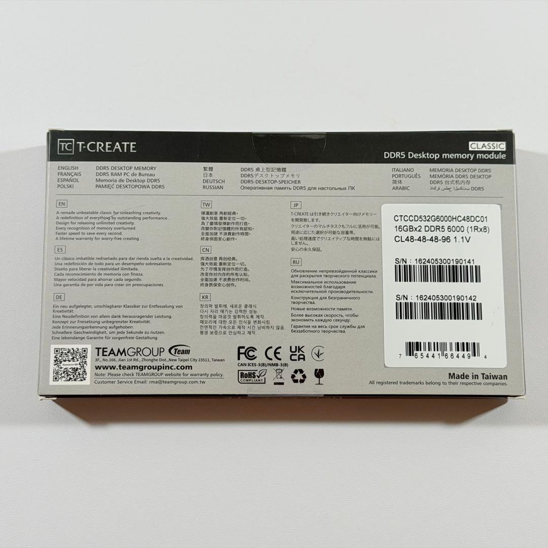 【新品未開封】T-CREATE DDR5-6000 32GBメモリ（16GBx2
