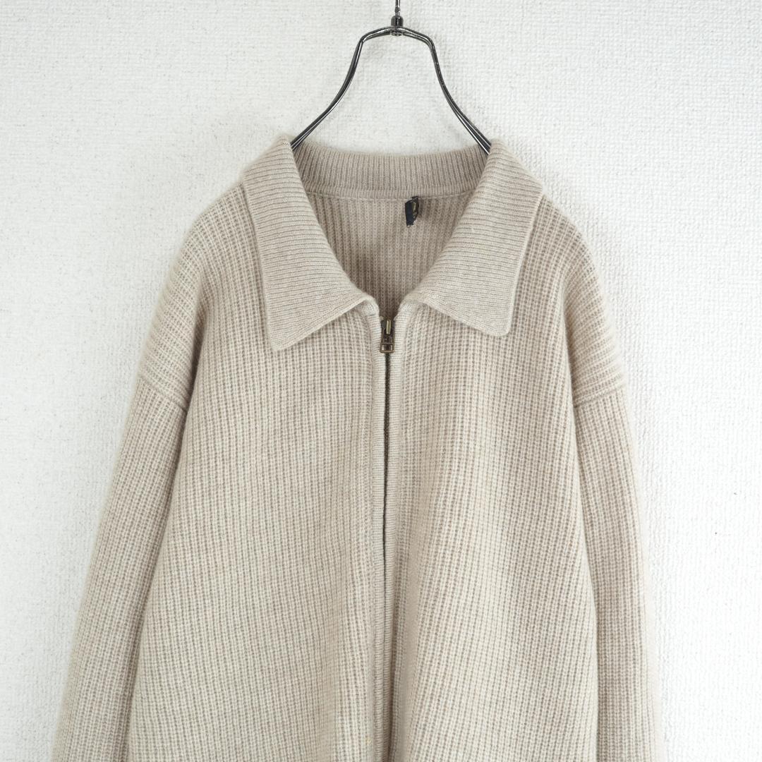 G9466*三越☆極上カシミヤ☆ニット☆セーター☆ジャケット☆ベージュ☆L.