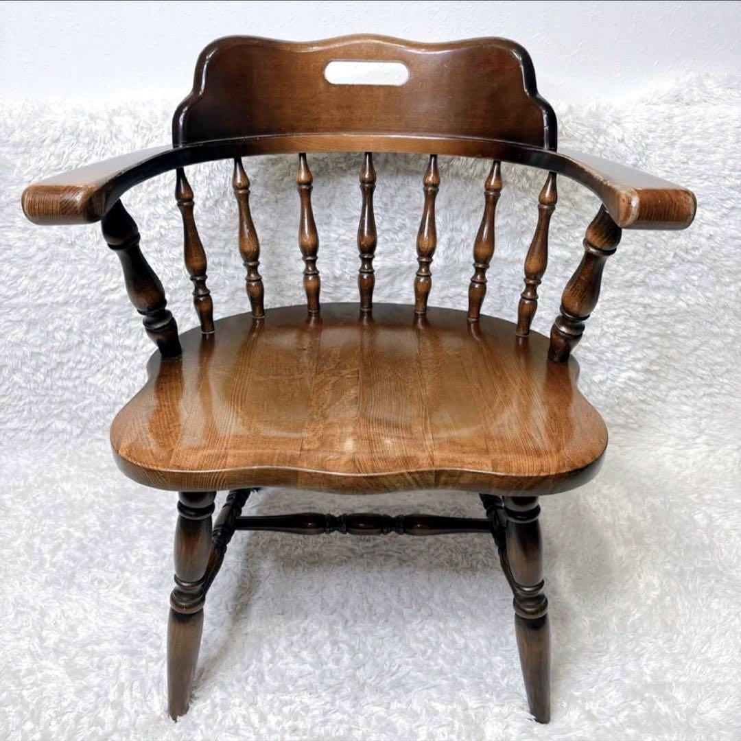 飛騨産業 ウィンザーチェア アーム ダイニングチェア レトロ キツツキマーク ③