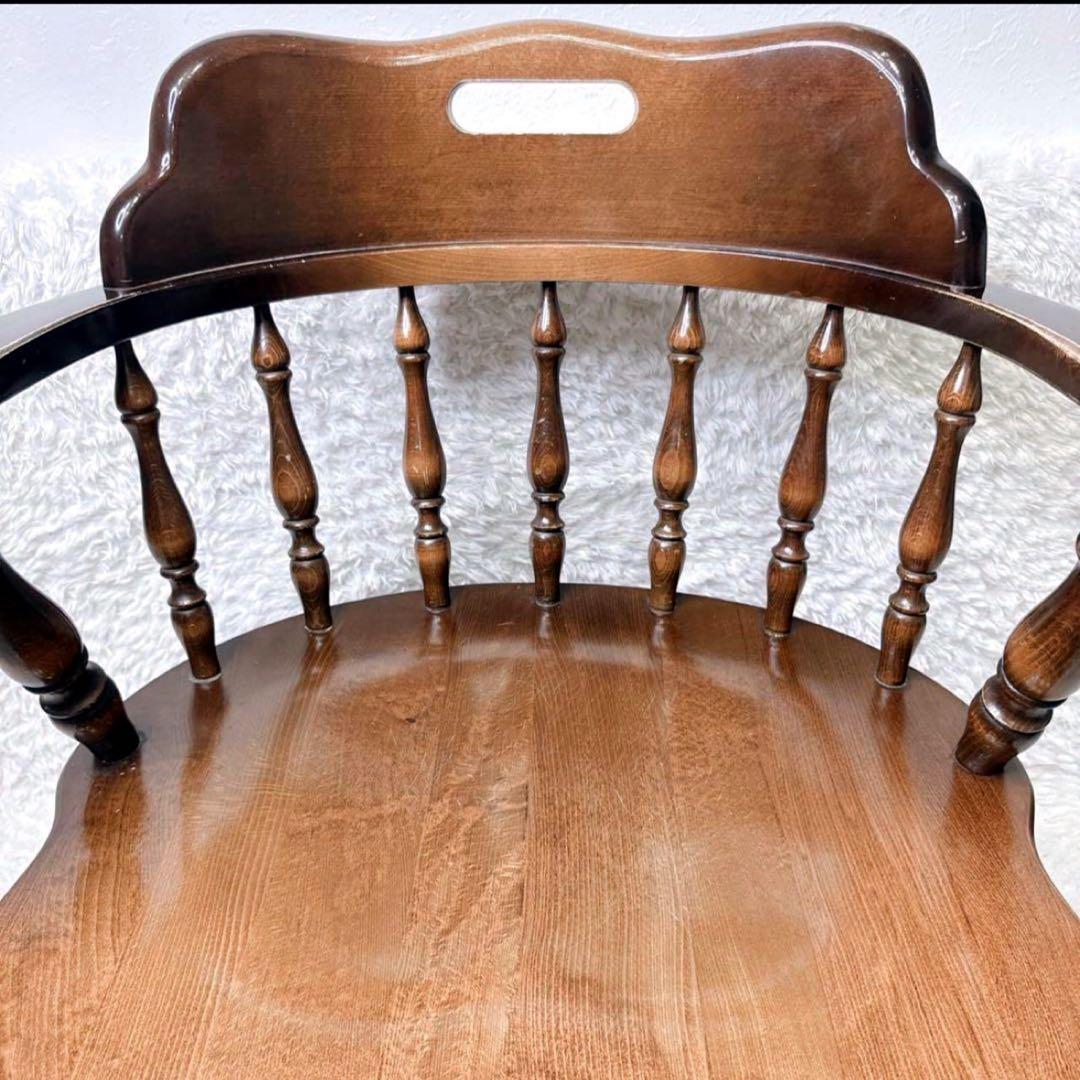 飛騨産業 ウィンザーチェア アーム ダイニングチェア レトロ キツツキマーク ③