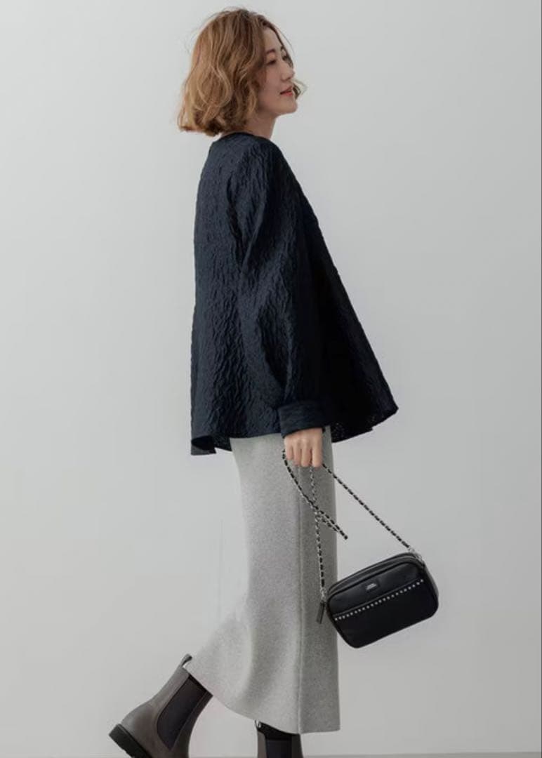 【新品タグ付き】23区 洗える　エクラジャカード ペプラム ブラウス　黒