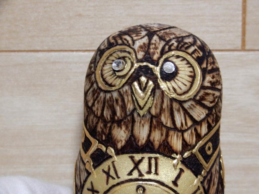 オクサナ・アキモワ　マトリョーシカ　スチームパンク風ふくろう梟フクロウ　作家もの