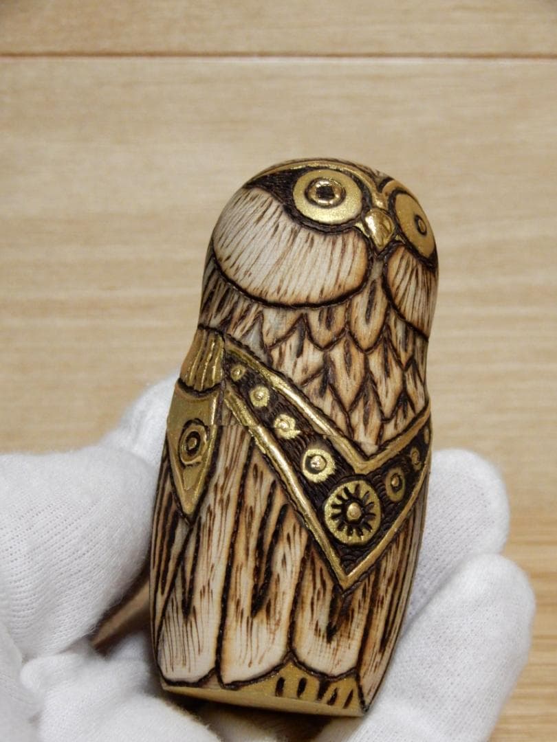 オクサナ・アキモワ　マトリョーシカ　スチームパンク風ふくろう梟フクロウ　作家もの