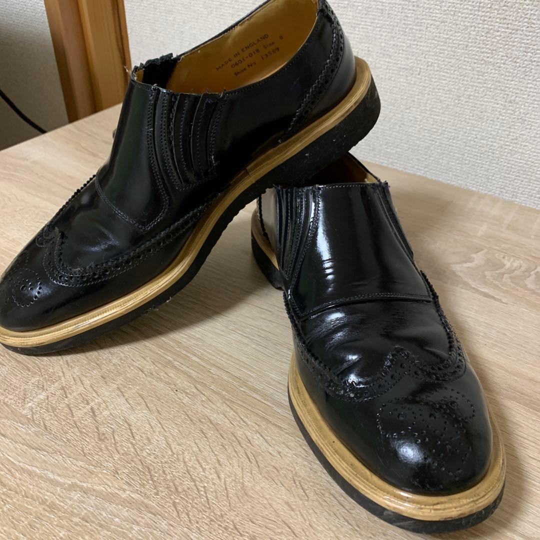 おすすめ e coxドレスシューズ(UK8)ブラックカラー(中古良品)