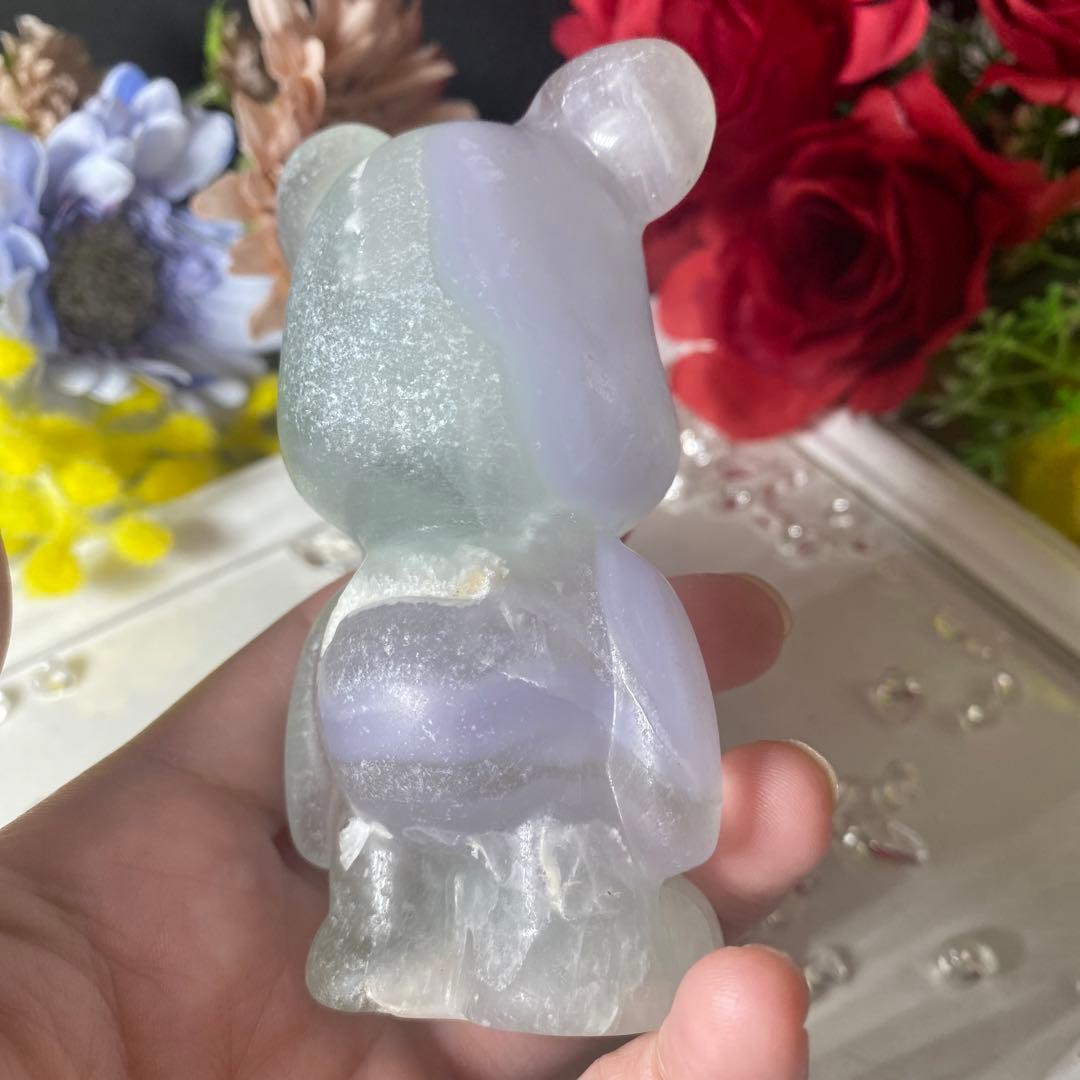 イットリウムフローライト くまさん カービング 彫物 置物