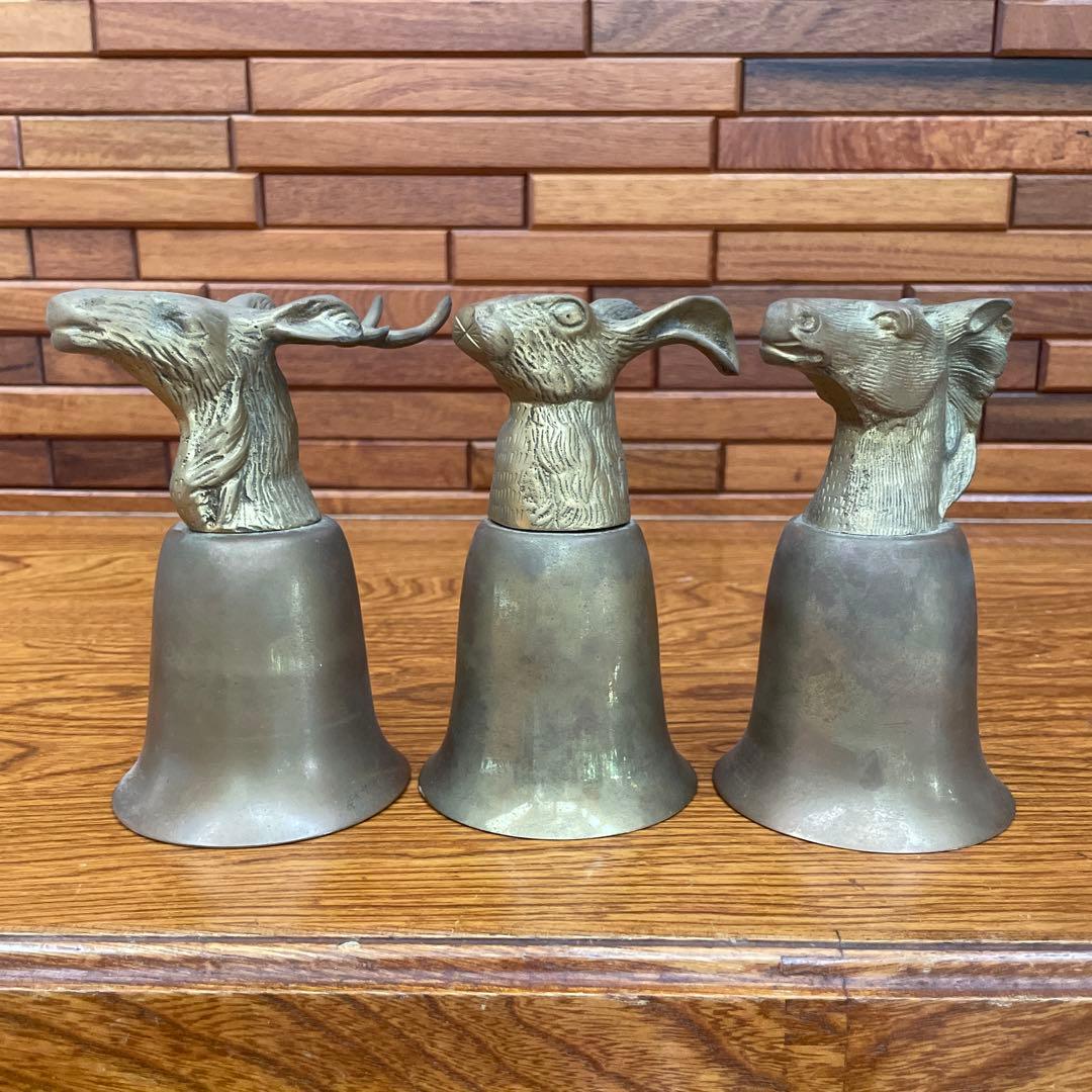 希少 ヴィンテージ ゴブレット 真鍮 ウサギ シカ ウマ グラス カップ