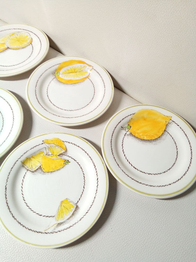 Gien ジアン　レモン　ケーキ皿　アンティーク　希少 な 6枚 セット
