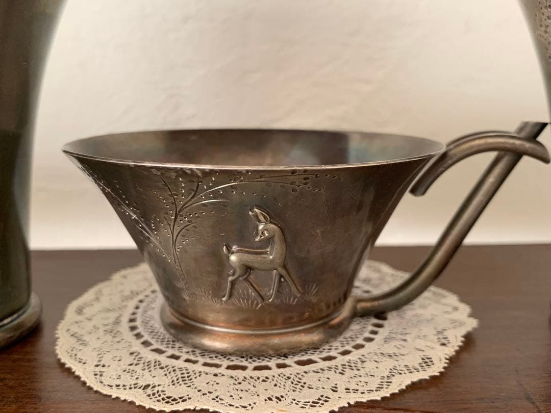 フランス　蚤の市　カップ　3個セット　シルバープレート　ブロカント