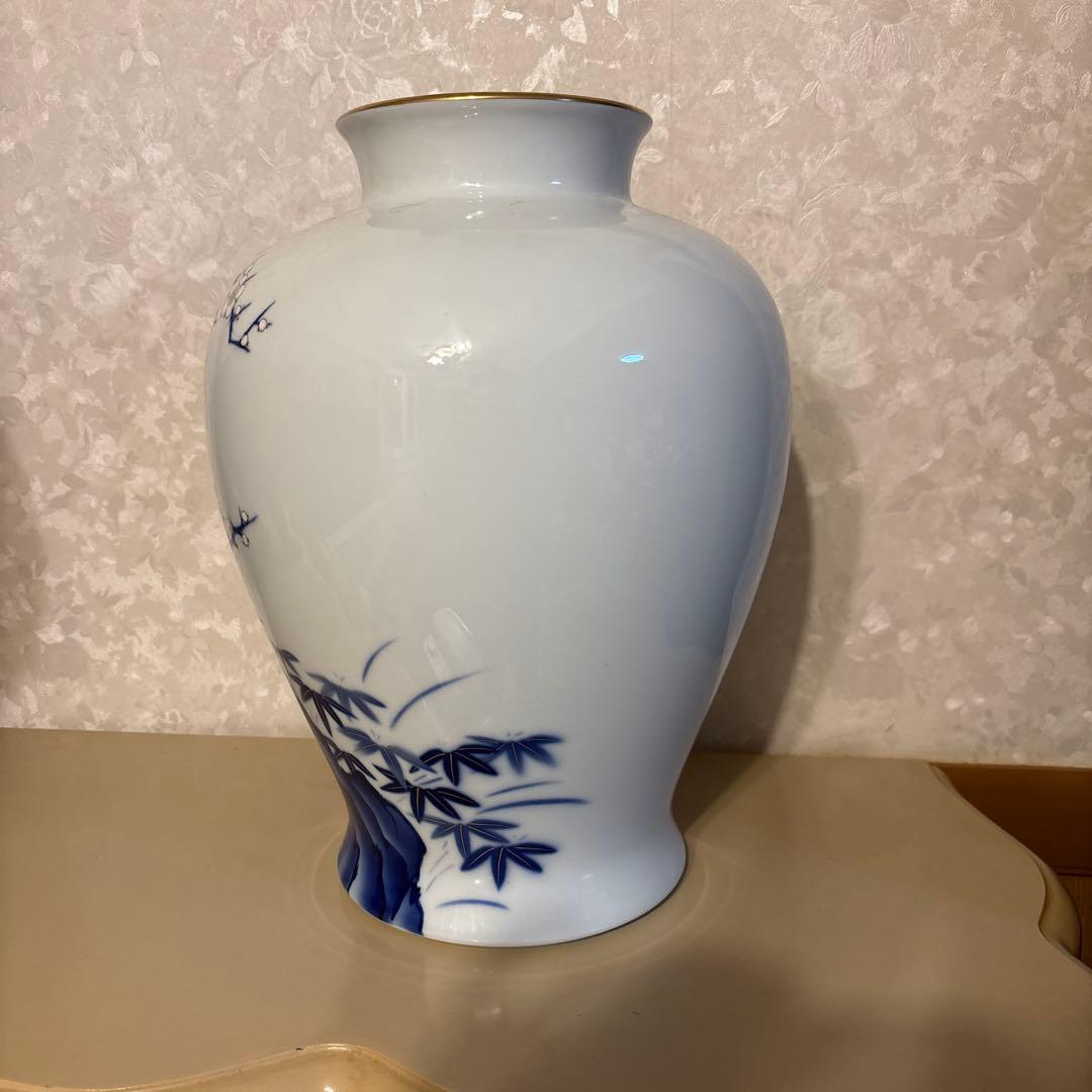 深川製磁　宮内庁御用達　梅芙蓉　花瓶　金彩　大花瓶　壺　高さ約３1センチ　箱付き