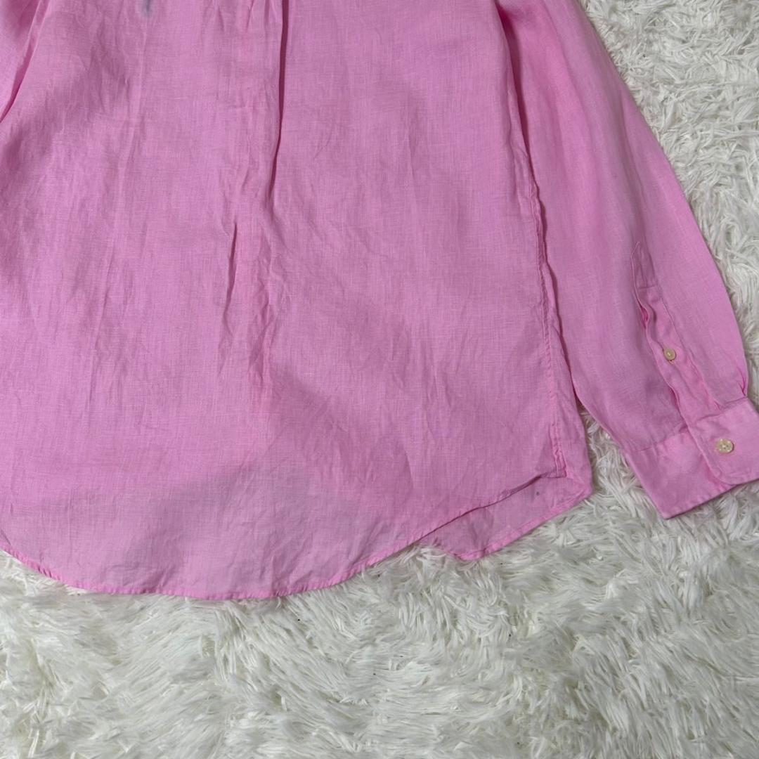 【美品】ポロ ラルフローレン ピンク 長袖 リネンシャツ サイズ オーバーサイズ