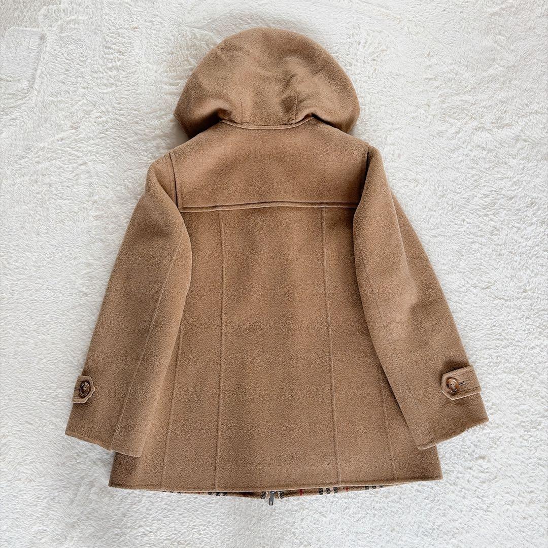 【バーバリーロンドン】カシミヤ混ウール ダブルフェイスフーデットコート キャメル