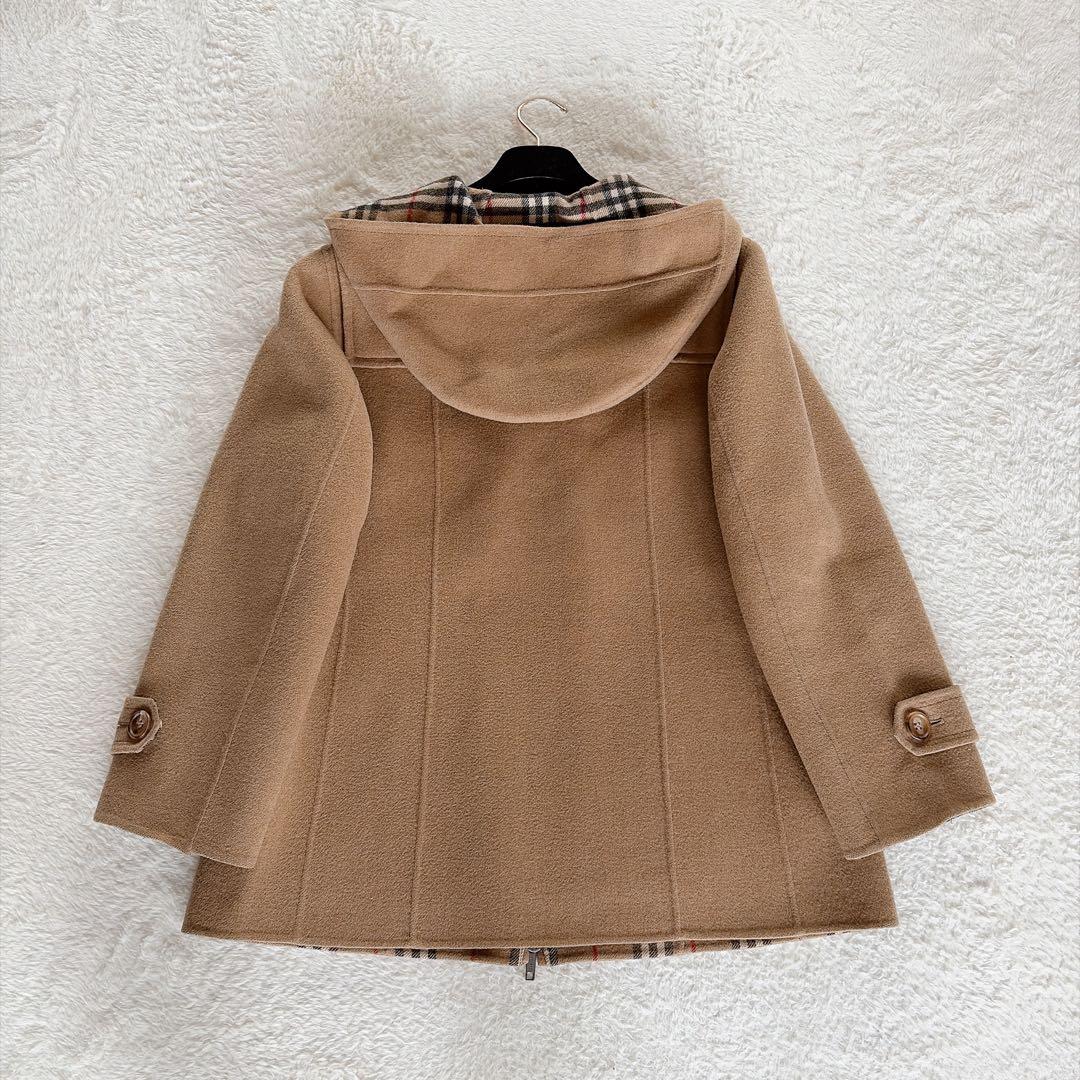 【バーバリーロンドン】カシミヤ混ウール ダブルフェイスフーデットコート キャメル