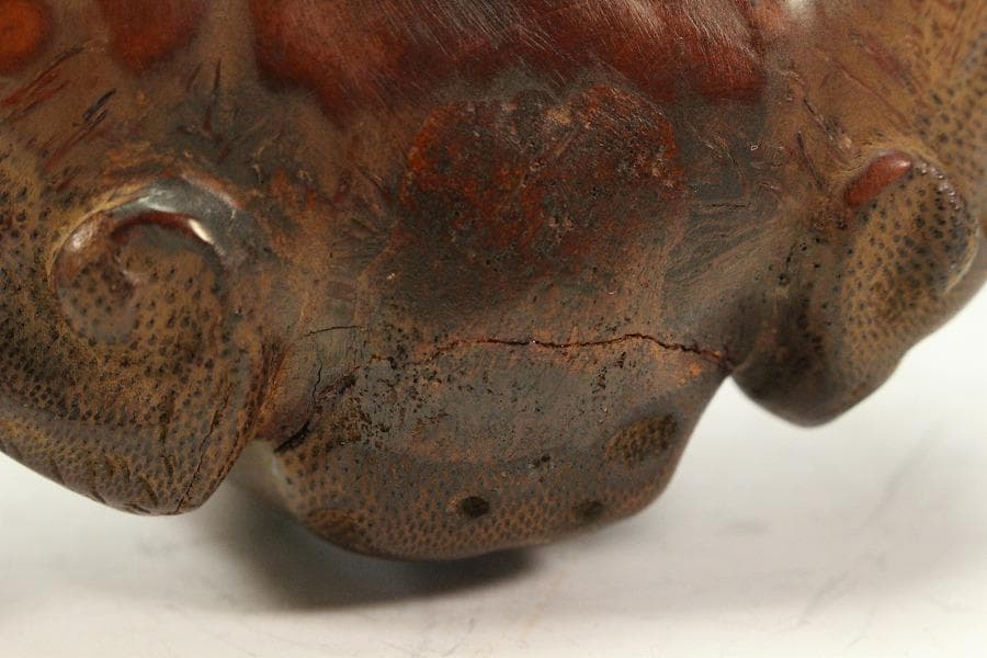 古竹 刻 霊芝 如意 柱掛 飾り(K-A912)