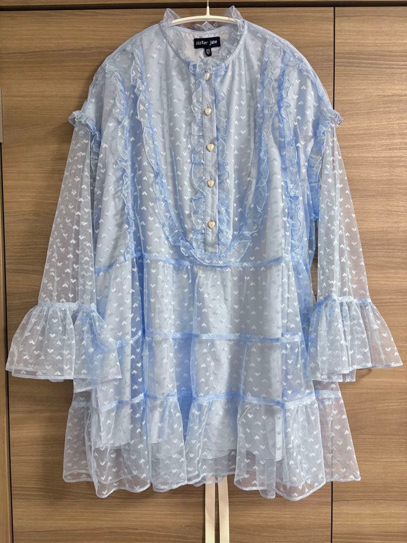 sister jane シスタージェーン 水色 ハート柄 ミニワンピース XS