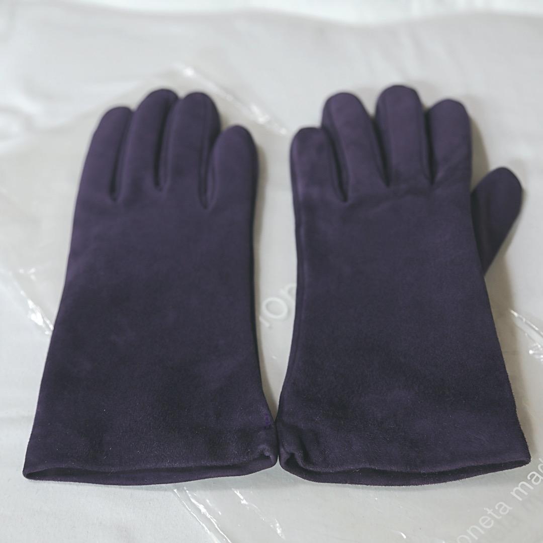 未使用糸つき　巨峰色　Sermoneta Gloves　6.5　本革手袋