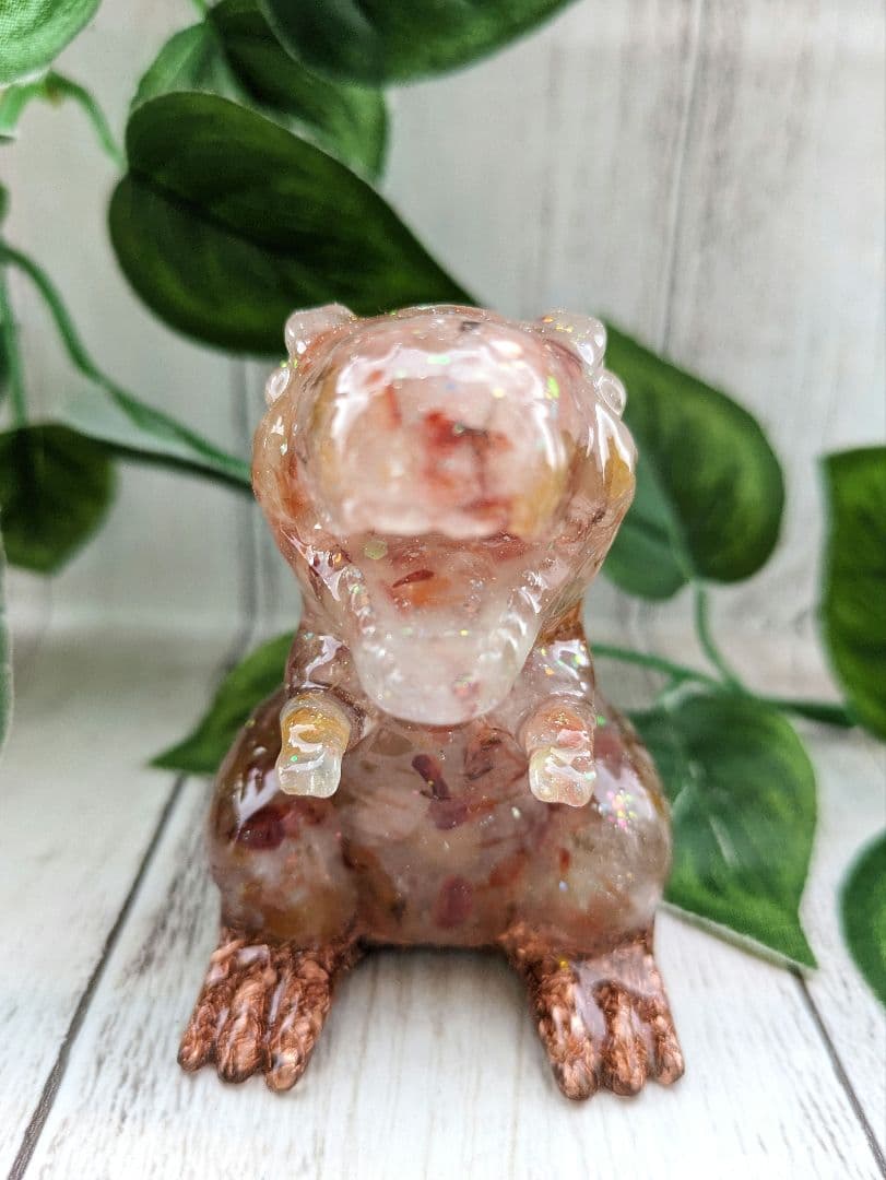 【ぴか】レインボーオーラ水晶のかめちゃん形オルゴナイト☆他３点