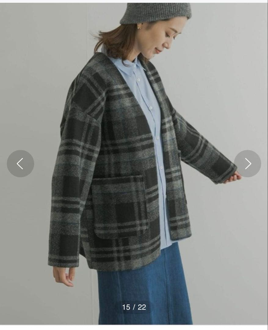 コート アウター スライバーガウンコート　チェック柄