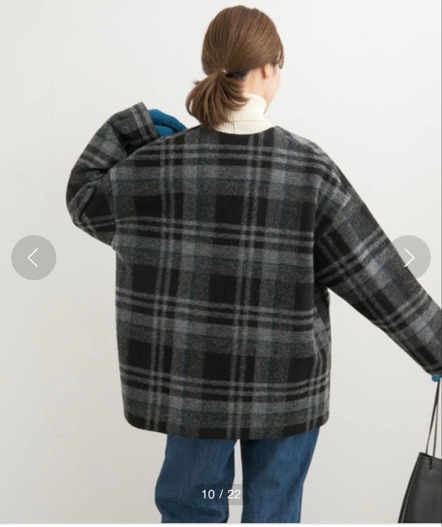 コート アウター スライバーガウンコート　チェック柄