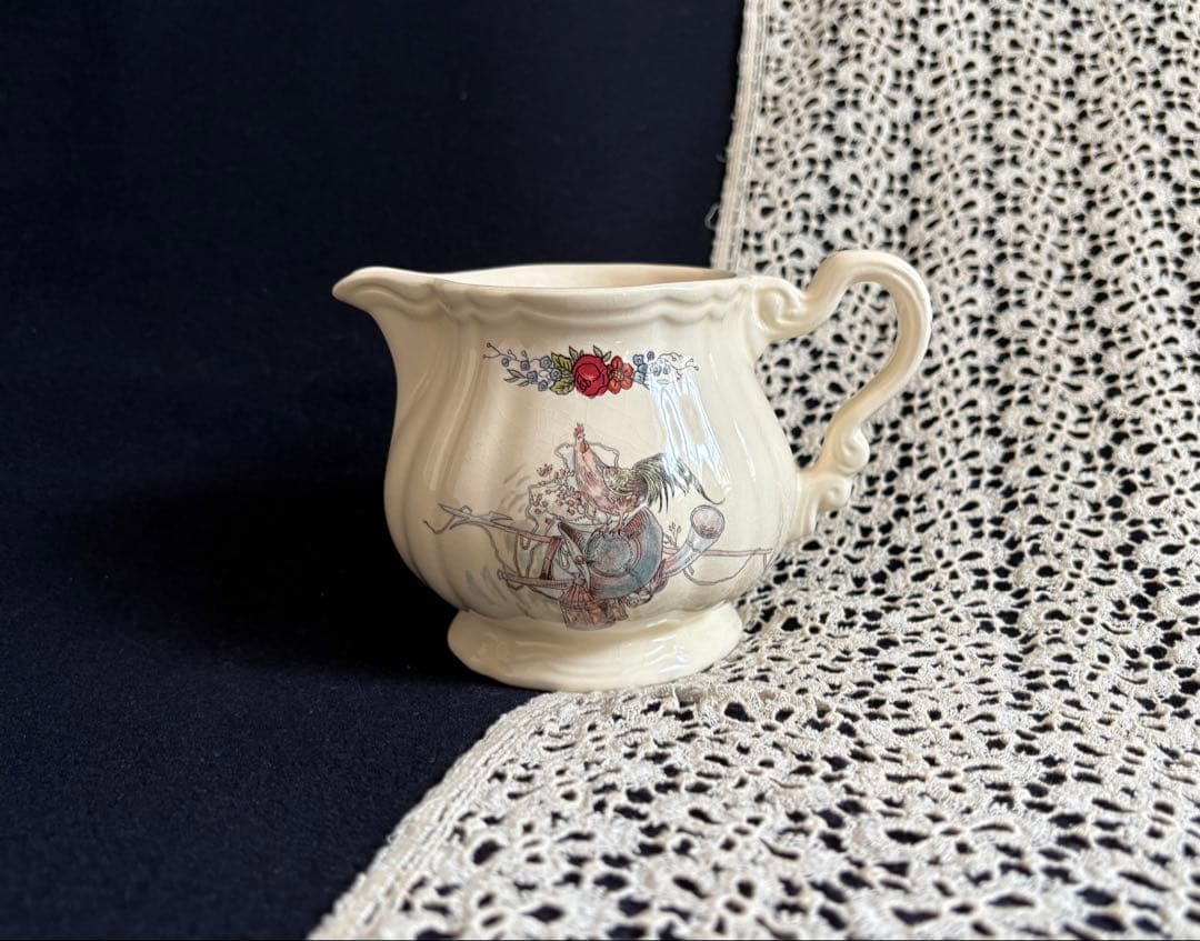 サルグミンヌ 花リムピッチャー 「オベルネ」フランス アンティーク