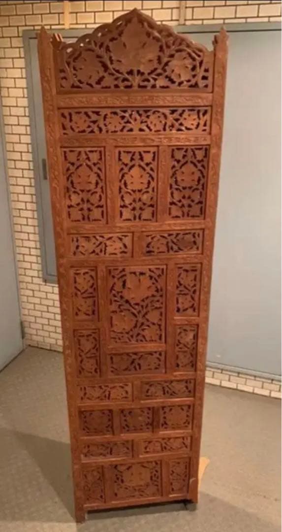 高級紫檀シーシャムウッド 材／186cm／アジアンコロニアル ４連パーティション