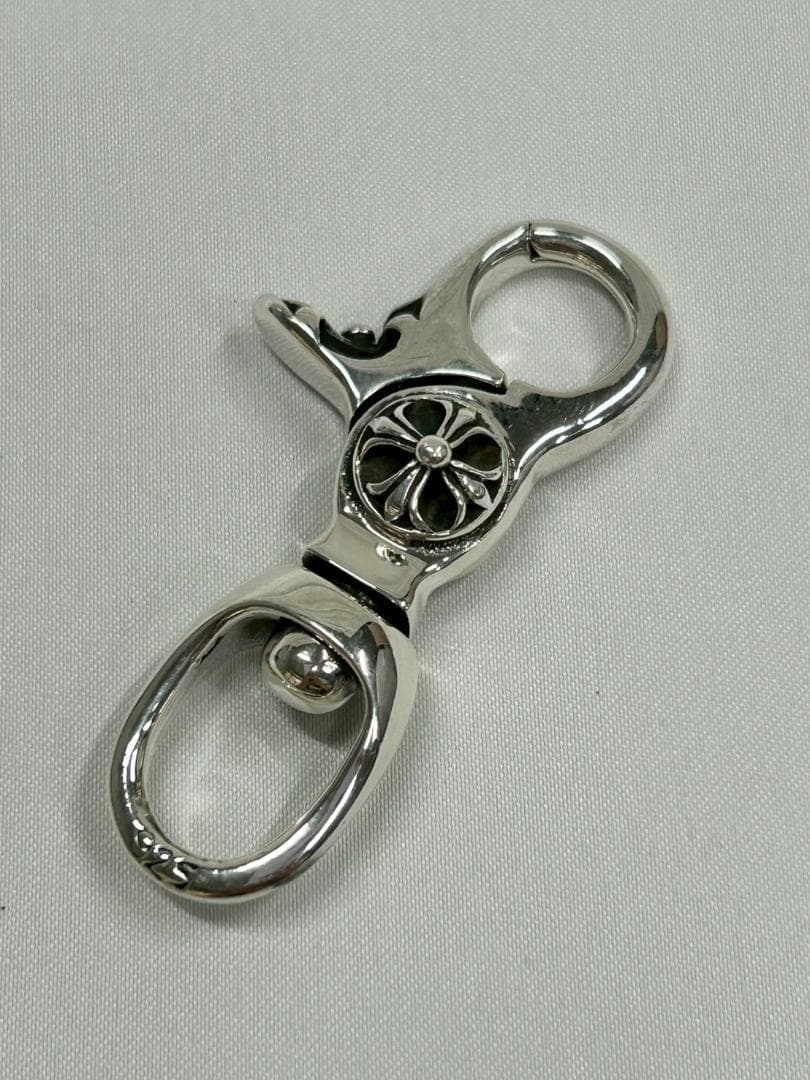 シルバー925刻印キーチェーン キーリングカラビナ【匿名配送】ポーチクロス付