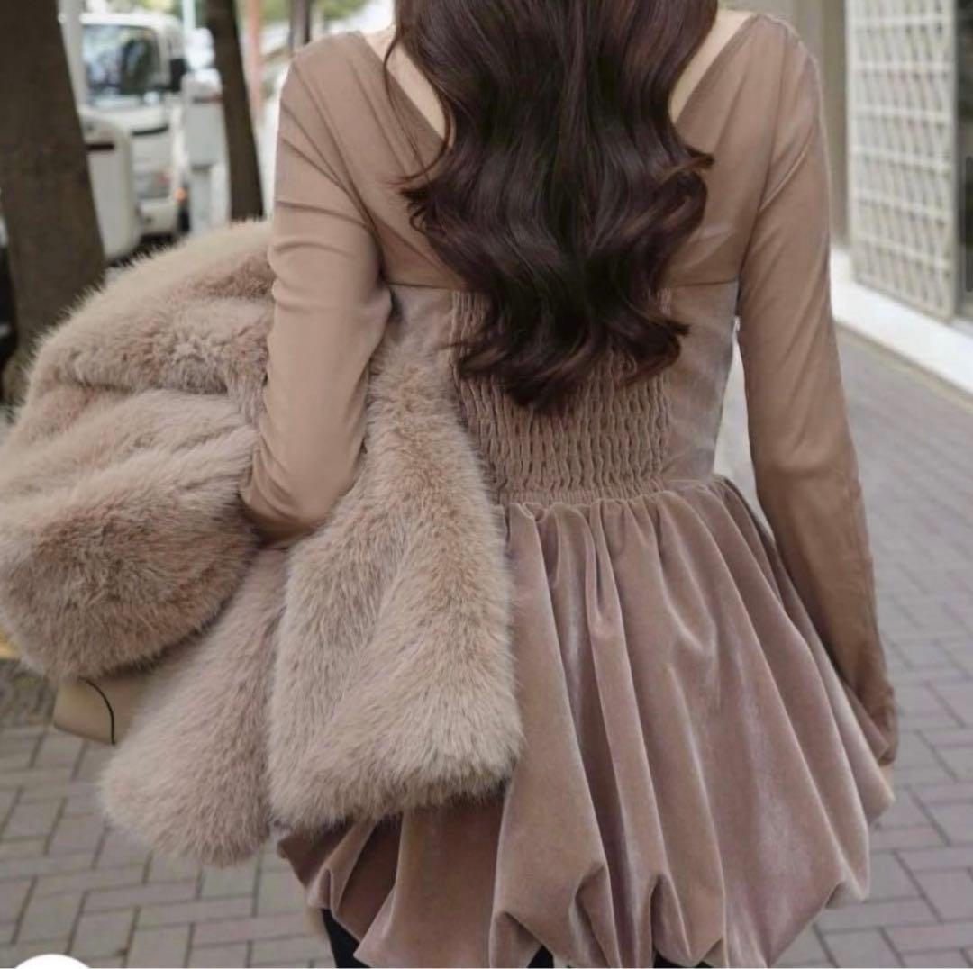 poláura ベロアビスチェバルーントップス 限定色モカ