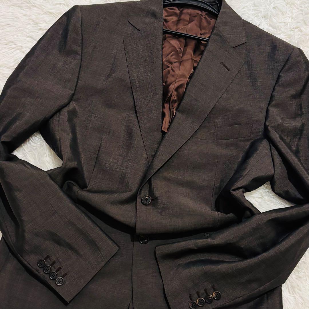極美品✨ダンヒル　セットアップスーツ52J 2Bア大きいサイズブラウン