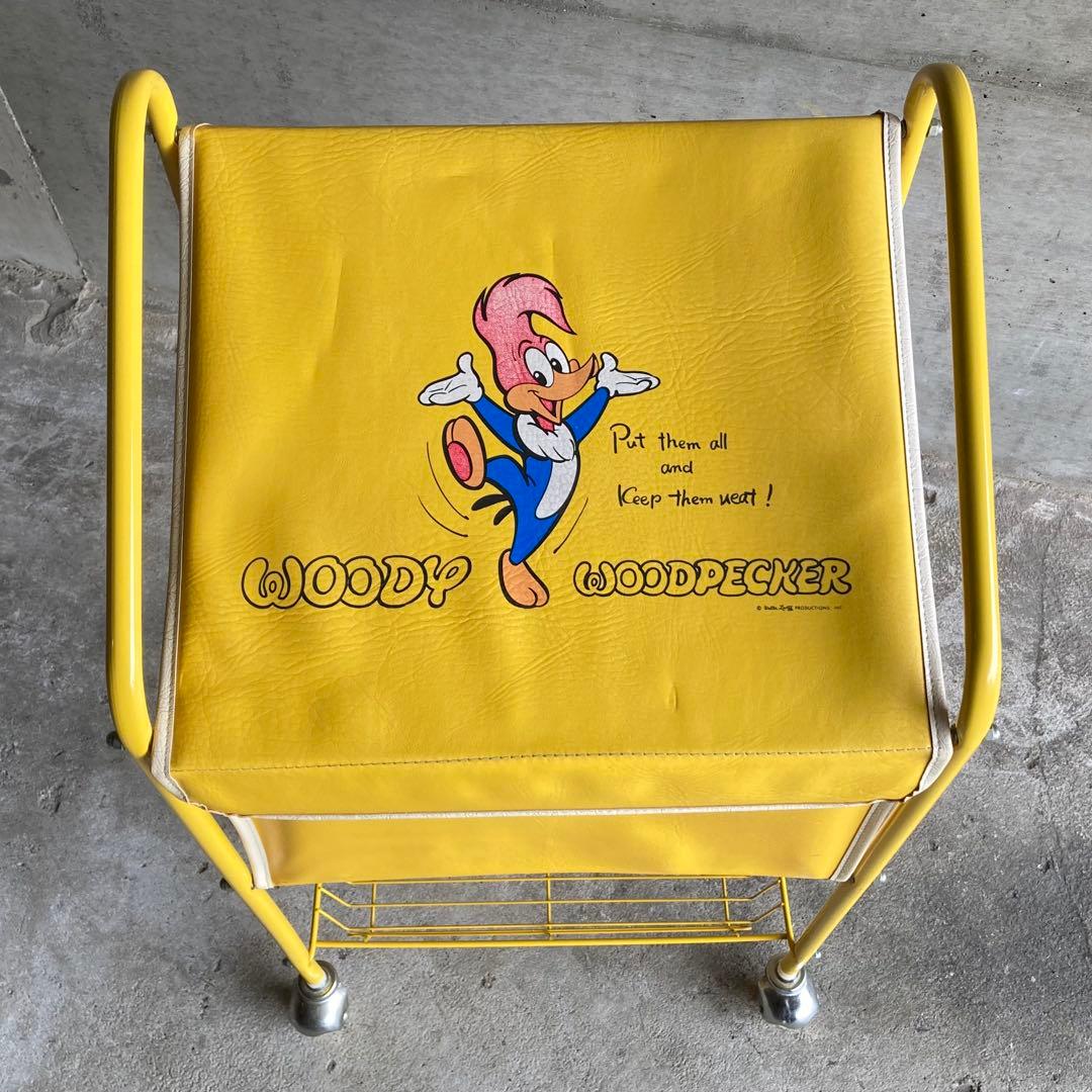 ウッドペッカー ワゴン カート ラック カゴ 収納 黄色 ポップ レア レトロ