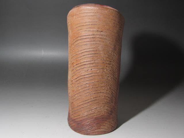 ★　北大路魯山人　備前クシメ花入　味わい深い一品★x326