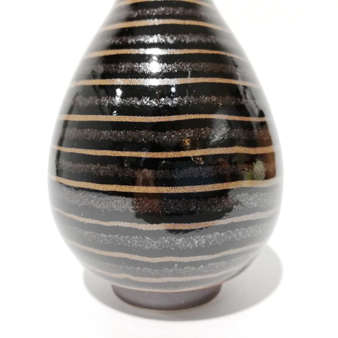 〇文化勲章受章　青木龍山　鶴首花瓶 天目渚