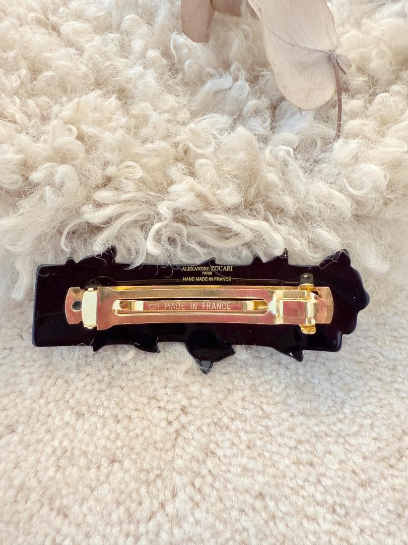 アレクサンドル ズアリ フラワー スワロフスキー バレッタ　ブラック