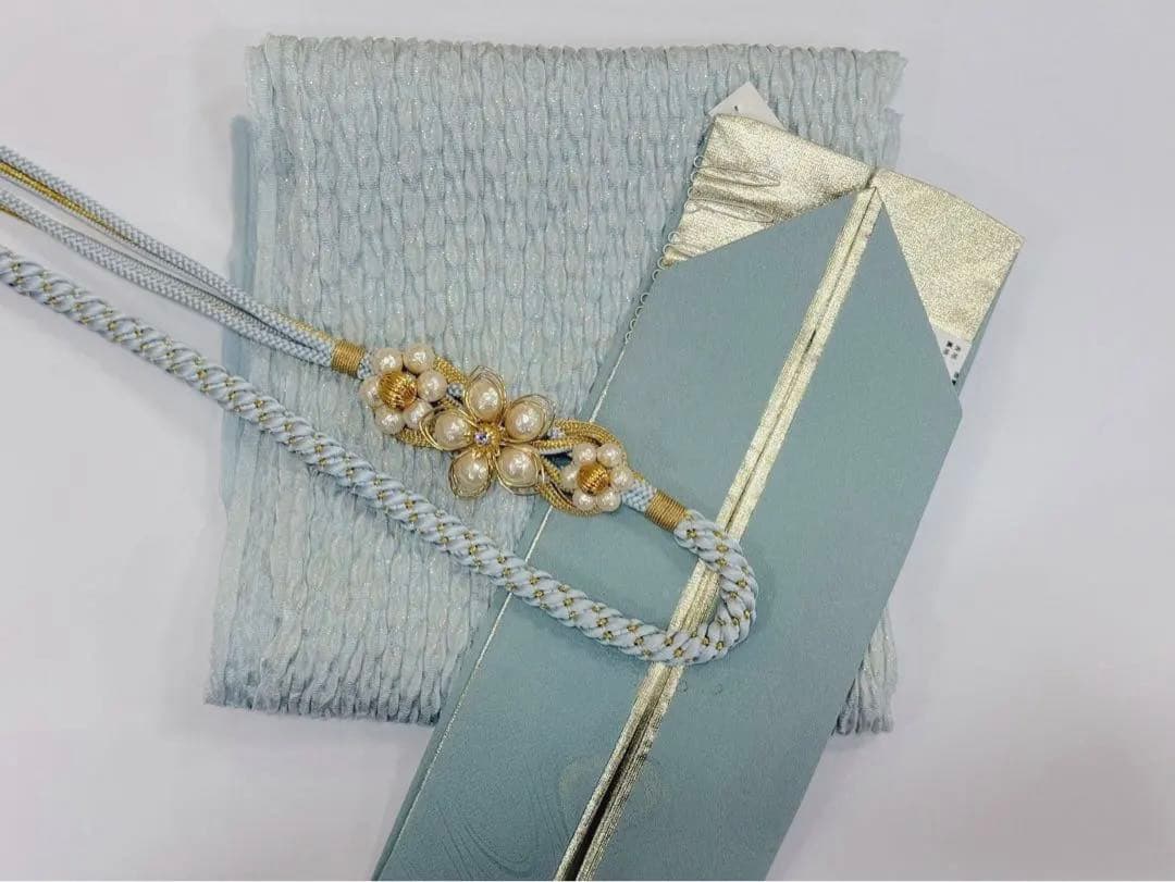 ///美品/// くすみ系///帯締め・帯揚げ・重ね衿・振袖・成人式・3点セット