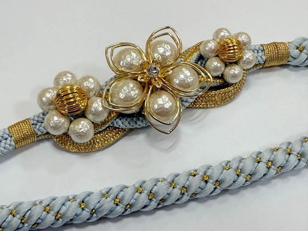 ///美品/// くすみ系///帯締め・帯揚げ・重ね衿・振袖・成人式・3点セット