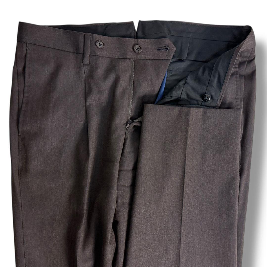 J3598 美品 ブリッラペルイルグスト カノニコ生地ヘリンボーンスーツ 茶46