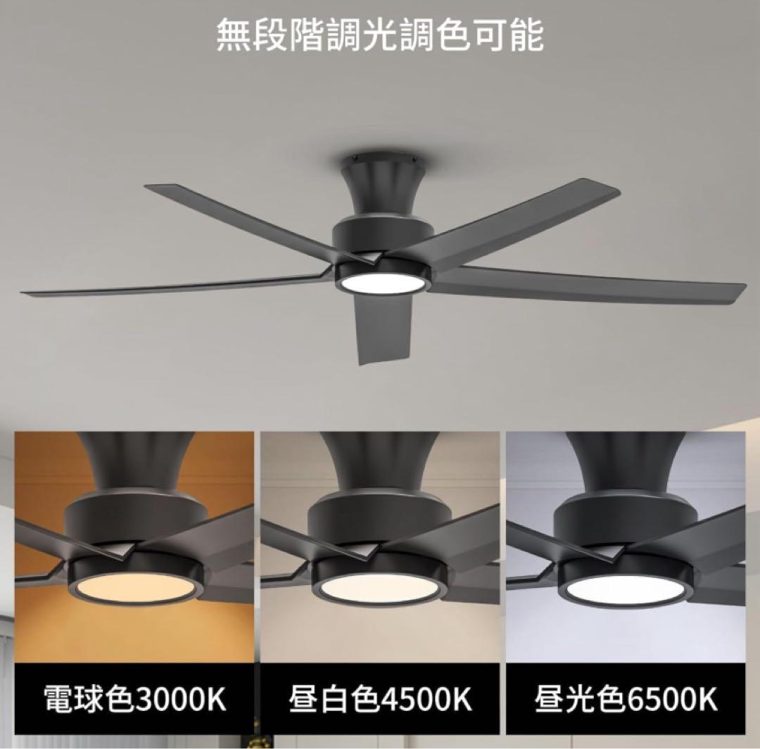 多機能シーリングファン ブラック 132cm