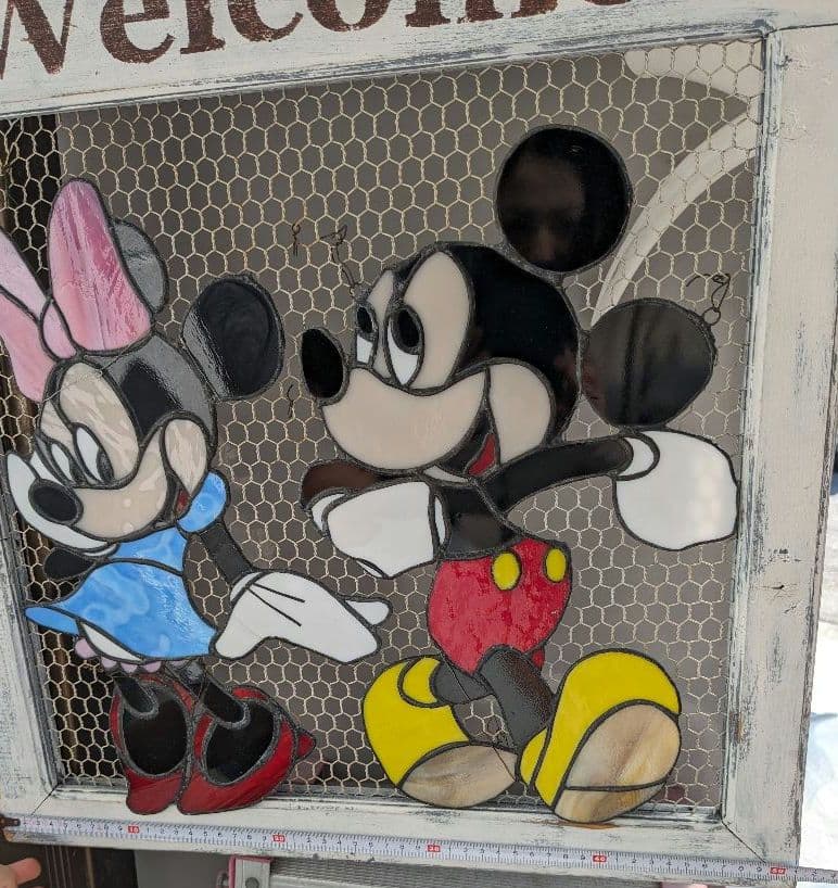 ディズニー ミッキーマウス＆ミニーマウス ステンドグラスウェルカムボード