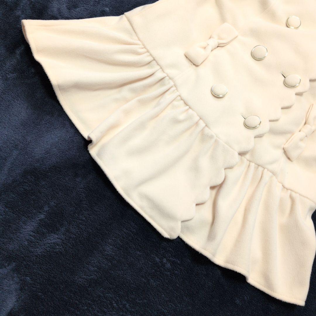 リズメロ ピーコート ダブルブレスト リボン フリル アイボリー マイメロコラボ