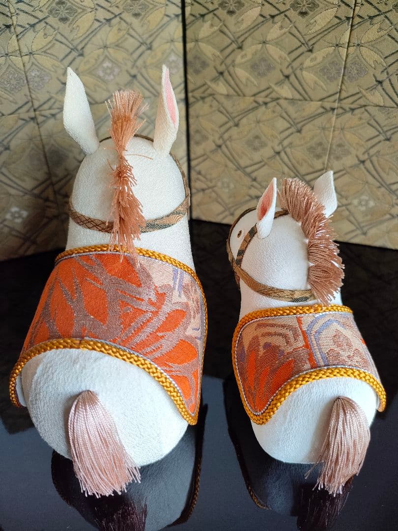 創作人形　午　干支　お正月飾り　縮緬　親子一点物