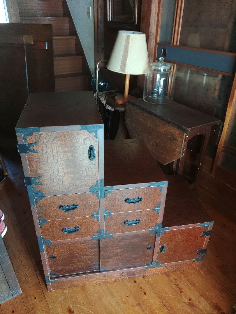 希少　けやき民芸 階段タンス 民芸箪笥 和家具 和風インテリア 和モダン　レトロ