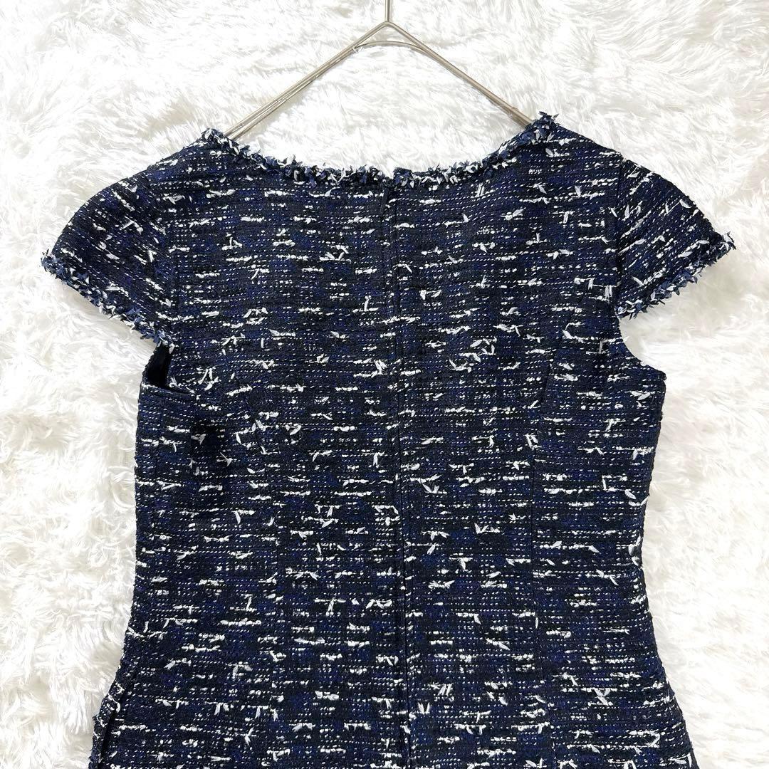 Rene ルネ TISSUE社 ツイードワンピース 近年モデル ネイビー 高級