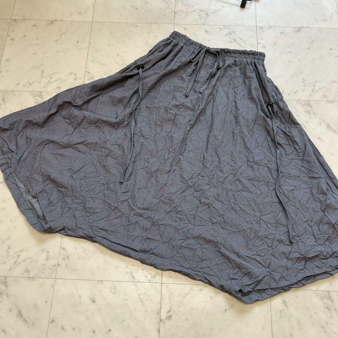 Y'S ヨウジヤマモト 2023 シワ加工 ギャザー絞り サルエルパンツ グレー