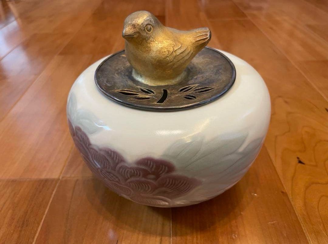 お値下げセール！島田文雄 鮮磁牡丹文 香炉 共箱