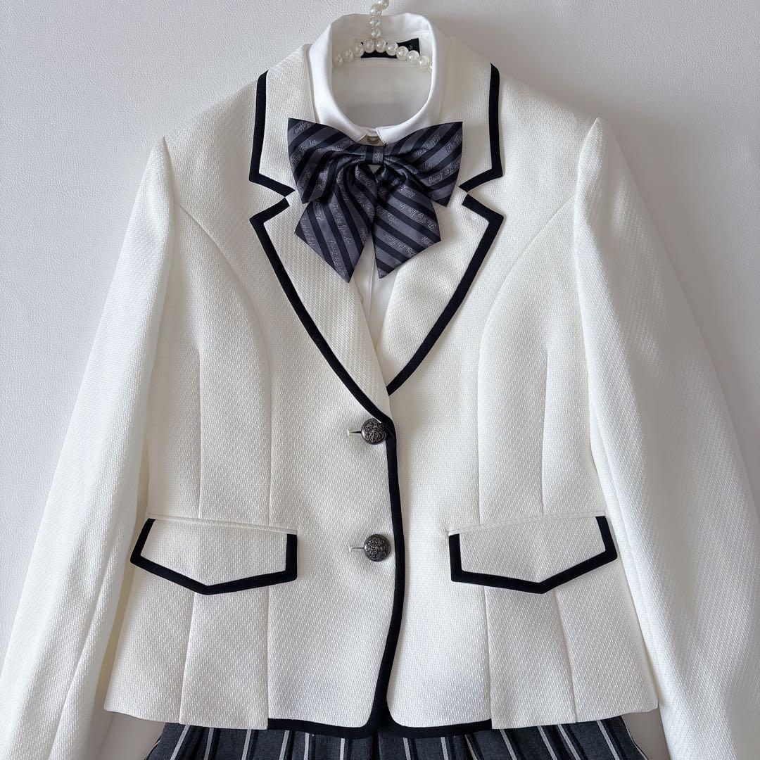卒服 ミッシェルアルフレッド 白パイピングジャケット×スカートセット 160