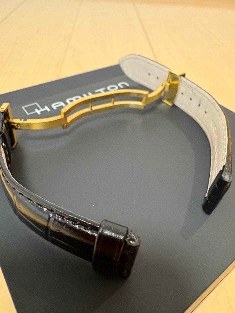 ★HAMILTON★ベンチュラ純正/クロコダイル型押しベルト(ゴールド)