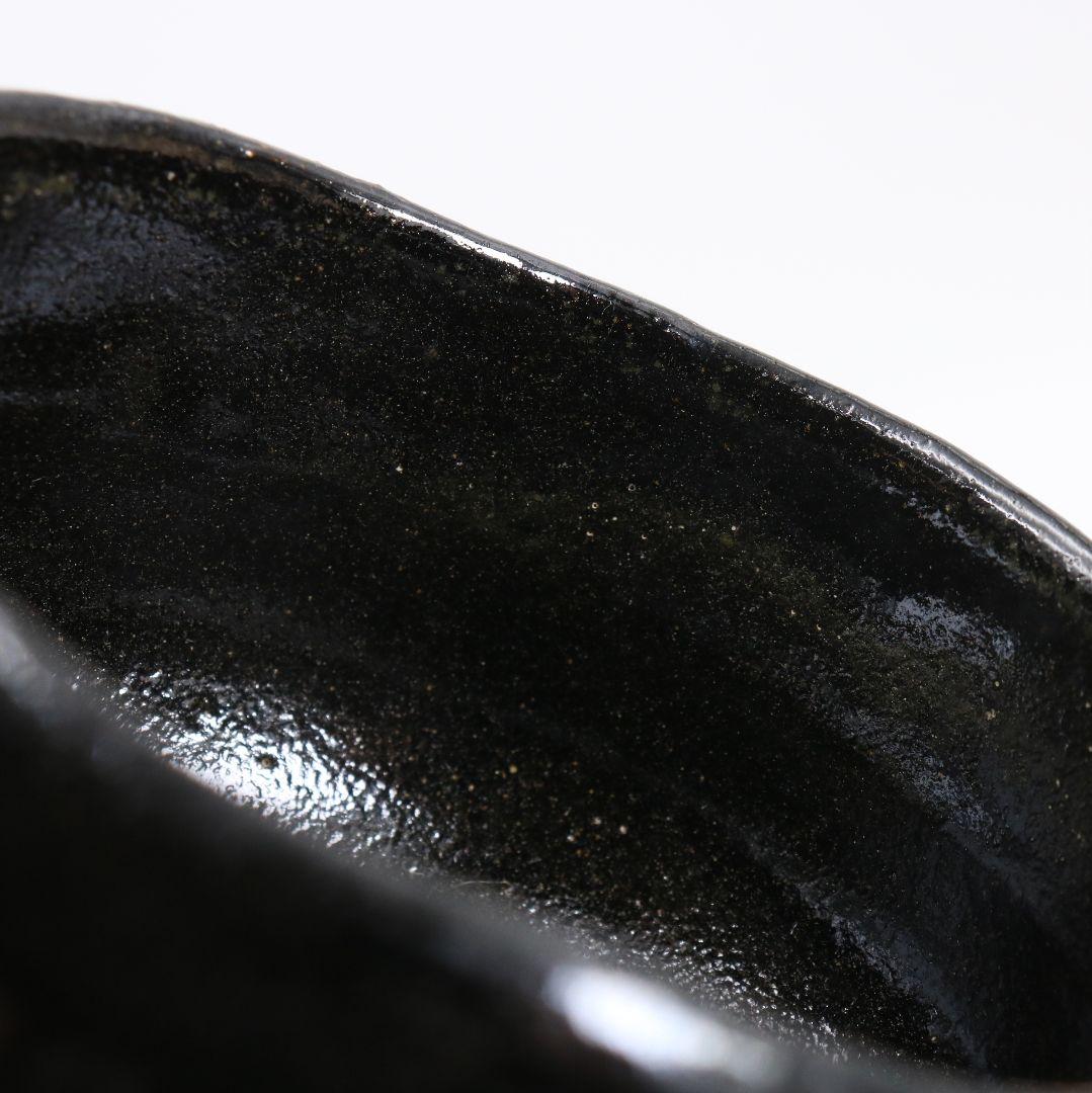 佐々木松楽作 黒楽茶碗 前大徳寺 大橋香林書付 茶道具 共箱　C894　N9