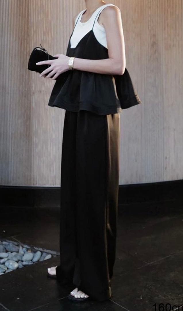 machatt サテンタックワイドパンツ&トップス　38