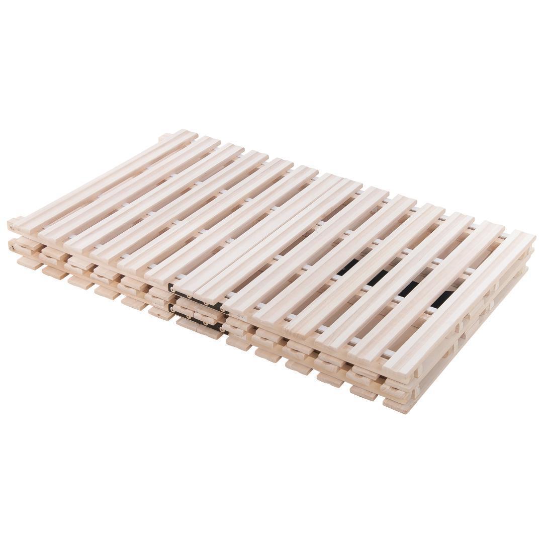 すのこベッド　折りたたみ　天然桐二つ折りベッドフレーム　木製ダブル2折桐木床 D