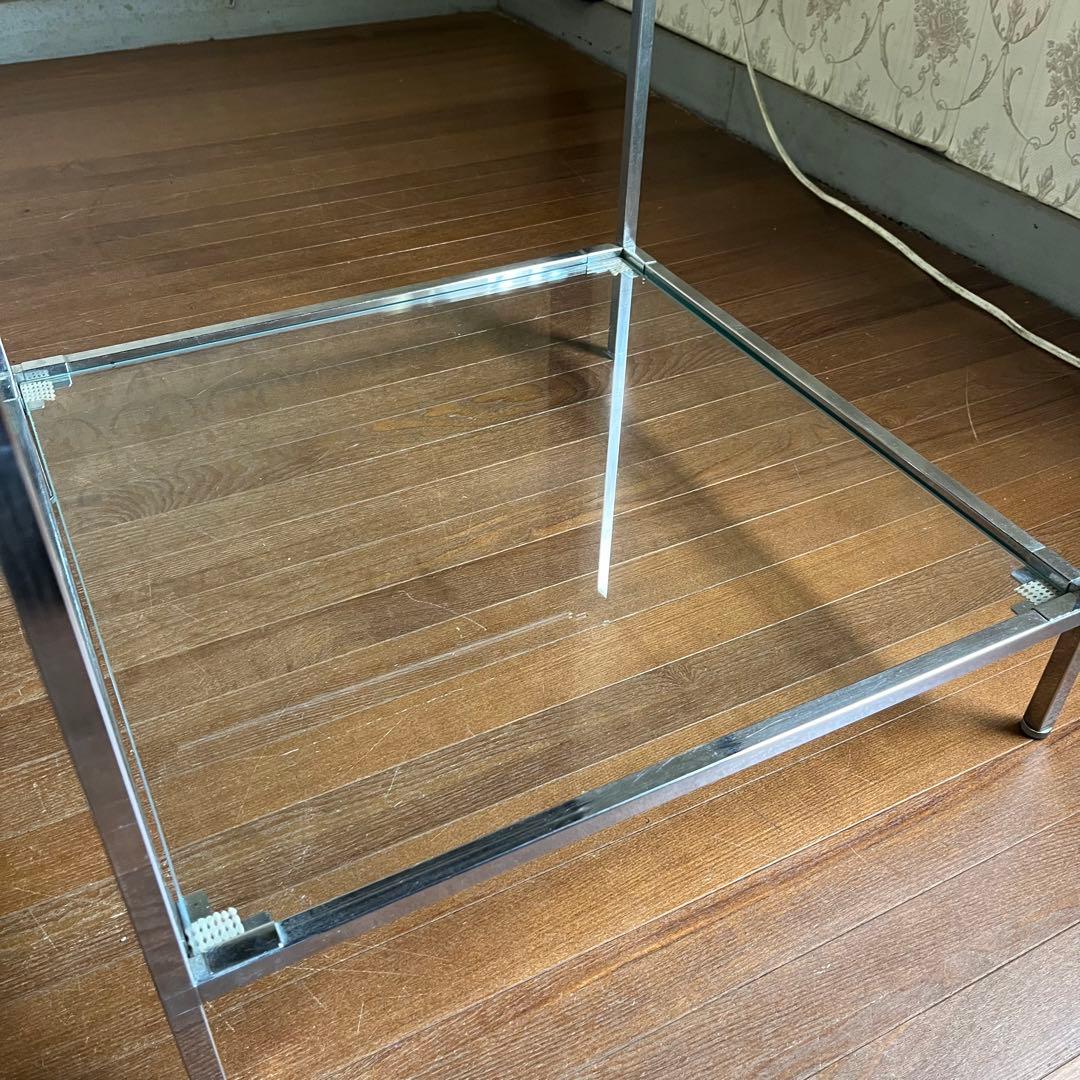 【アンティーク】アイアンフレーム 2段 ガラスラック 飾り棚 シェルフ 什器